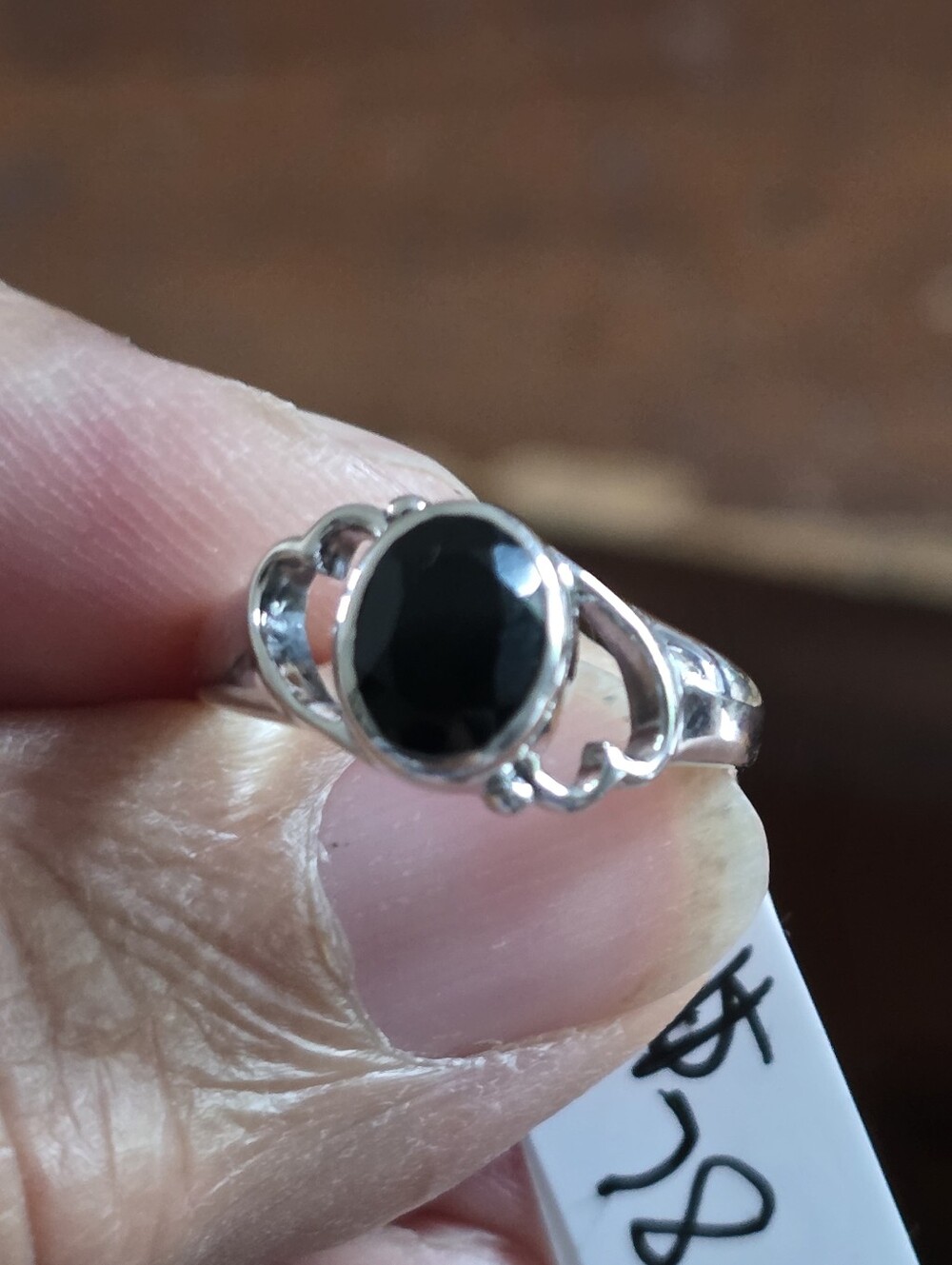 Sterling Silver Black Onyx Stone Women's Ring